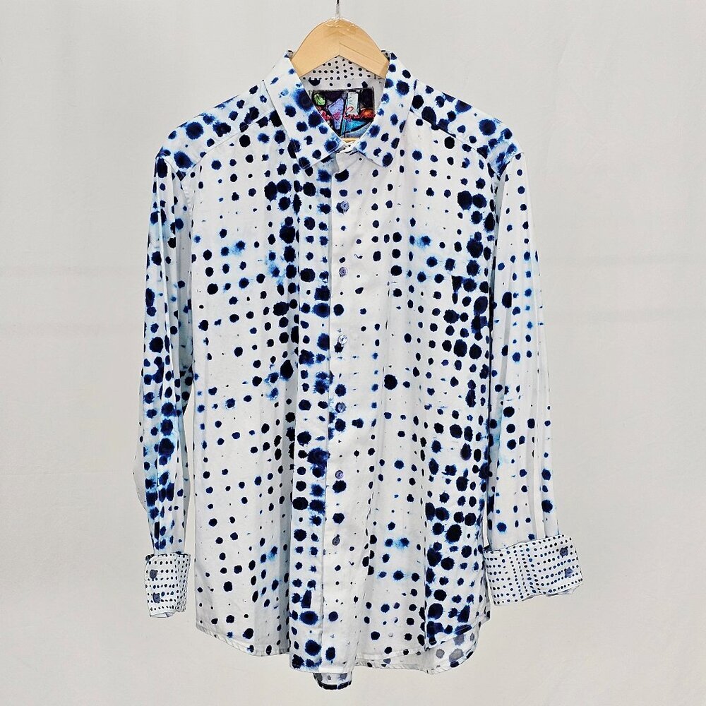 Robert Graham XL Classic Fit Blue & White Contrasting Cuff Button Front …